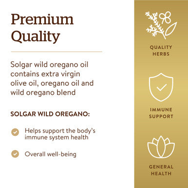 Solgar Wild Oregano Oil 60 Softgels - Oregano Oil Concentrate - Immune Support - Non Gmo Gluten Free Dairy Free - 60 Servings