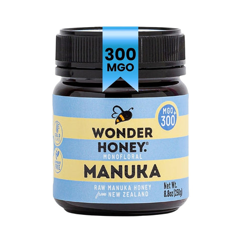 Wonder Honey Raw Manuka Honey New Zealand MGO300 (10+) Tested for 26 Markers, Traceable, Natural Soothing for Sore Throat, Cough - Aids Digestion - Triple Sealed for safety in a Protective Box (8.8oz)