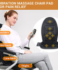 Mynt Vibration Massage Seat Cushion Memory Foam Support Chair Pad, Back Massager With 8 Vibrating Motors & Soothing Heat,Electric Seat Massager For Home Office Use(Black)
