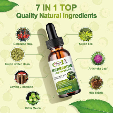 Alliwise 2 Pack Berberine Supplement Liquid Drops For Immune System & Digestive System Supports -Premium Berberine Hcl 1500Mg With Pure Ceylon Cinnamon -4 Fl Oz