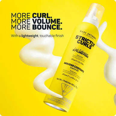 Marc Anthony Curl Enhancing Styling Foam Extra Hold Strictly Curls Vitamin E and Silk Proteins Transforms Frizzy Hair To Full Shiny Defined Curls Sulfate Free Anti Frizz Styling Mousse Product 10 OZ
