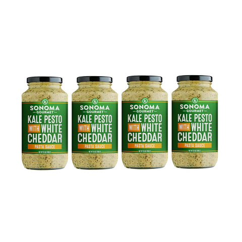 Sonoma Gourmet Rich & Creamy Kale Pesto with White Cheddar Pasta Sauce | Gluten-Free | Made With Garden Fresh Kale & Sharp White Cheddar (25 Ounce Jar (Pack of 4))