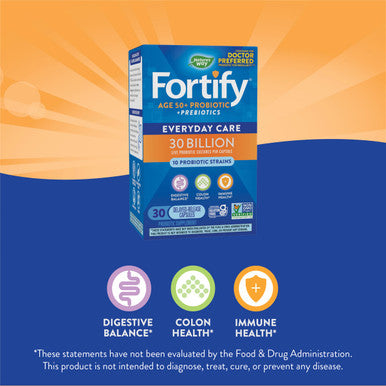 Nature'S Way Fortify Daily Probiotic For Men And Women 50+, 30 Billion Live Cultures, Colon, Digestive, And Immune Health Support* Supplement, 30 Capsules