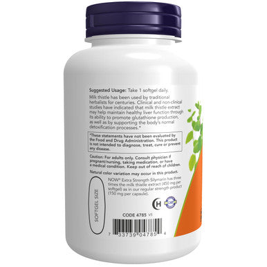 NOW Supplements, Silymarin Milk Thistle Extract, Extra Strength 450 mg, 120 Softgels
