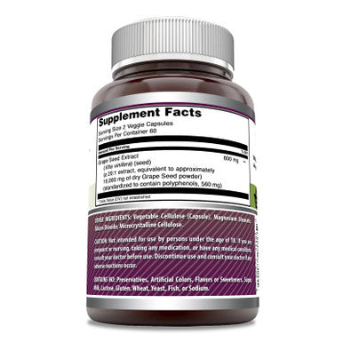 Amazing Formulas Grapeseed Extract 16000Mg Per Serving Veggie Capsules Supplement | 20:1 Extract | Non-Gmo | Gluten Free | Made In Usa (120 Count)