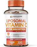 Wholesome Wellness Liposomal Vitamin C Capsules (200 Pills 1500mg Buffered) High Absorption Immune System and Collagen Booster High Dose Fat Soluble Immunity Support Ascorbic Acid Natural Vegan