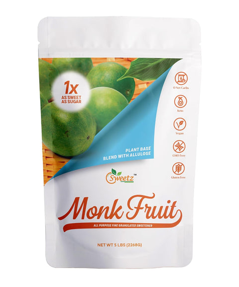 Monk Fruit ÃƒÂ¢Ã¢â€šÂ¬Ã¢â‚¬Å“ Allulose All Purpose Sweetener Multi-Pack-2: 1X Sugar Sweetness; Total Servings 228; Zero Calorie Sweetener, Sugar-Free Substitute for Baking, Smoothies, Coffee; Low Carb Keto Diet Friendly Food | Pack of 2, 1-LB/Each