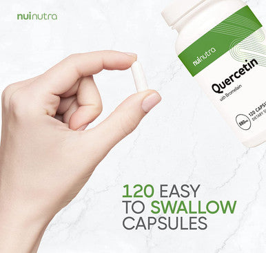 Quercetin with Bromelain 1045mg | Cardiovascular Support |120 Capsules - Nui Nutra High Strength Quercetin Capsules 880mg/serving - Extra Strength Quercetin Supplement