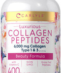 Carlyle Collagen Peptides 6000Mg | 400 Caplets | With Vitamin C | Type 1 And 3 | Non-Gmo, Gluten Free, Grass Fed Supplement