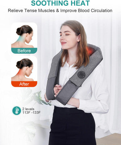 Nekteck Cordless Neck And Back Massager For Pain Relief Deep Tissue, Shiatsu Neck Massager With Heat, Portable Massage Pillow For Shoulder, Leg, Body Muscle, Home, Office, Car, For Men Women