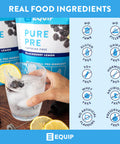 Equip Foods Pure Pre All Natural Pre-Workout Powder | Caffeine Free EAA Vitamin C B6 B12 L-carnitine Agnine | Naturally Boosts Workouts | 30 Servings BlackBerry Lemon Decaffeinated
