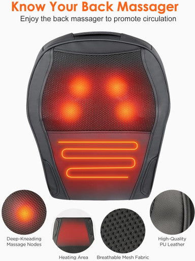 Back Massager With Heat, Shiatsu Neck & Back Massager Pillow For Pain Relief, 3D Kneading Massage Cushion For Back, Neck, Shoulder, Leg Relaxation, Ideal For Mom Dad Women Men.
