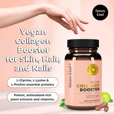Future Kind Vegan Collagen (60 Vegan Capsules In Glass Bottle) Aids In Collagen Production Collagen Pills For Women and Men With Biotin And Vitamin C Collagen Pills For Women Hair Skin Nails