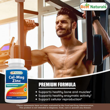 Best Naturals 2 Packs - Calcium Magnesium Zinc - 180 Tablets - Essential Cal Mag Zinc Mineral Complex (Total 360 Tablets)