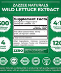 Zazzee Extra Strength Wild Lettuce 4:1 Extract, 500 Mg Strength, 120 Vegan Capsules, Potent Lactuca Virosa Variety, Standardized