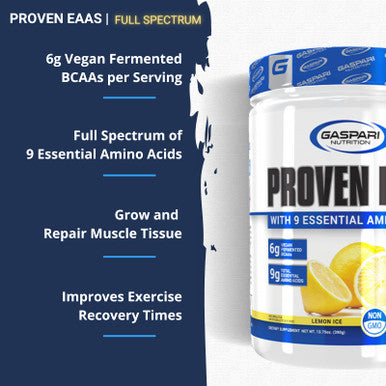 Proven EAAs with 9 Essential Amino Acids, Lemon Ice, 30 Servings