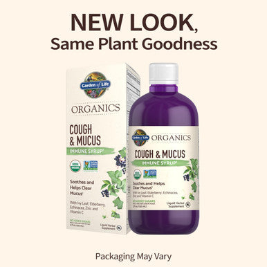 Garden of Life Organics Elderberry Zinc Immune Support For Adults And Kids 12 And Older Organic Cough & Mucus Immune Syrup With Ivy Leaf Vitamin C And EUSAcea No Added Sugars 5 Fl Oz