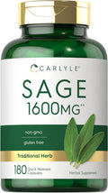 Carlyle Sage Supplement 1600mg | 180 Capsules | High Potency | Non-GMO Gluten
