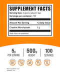 Bulksupplements.Com Creatine Monohydrate Powder - Creatine Supplement, Micronized Creatine, Creatine Powder - Unflavored & Gluten Free, 5G (5000Mg) Per Servings, 500G (1.1 Lbs) (Pack Of 1)