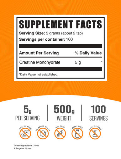 Bulksupplements.Com Creatine Monohydrate Powder - Creatine Supplement, Micronized Creatine, Creatine Powder - Unflavored & Gluten Free, 5G (5000Mg) Per Servings, 500G (1.1 Lbs) (Pack Of 1)