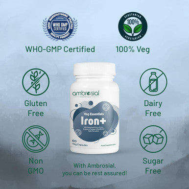 Ambrosial Ambrosial Iron+ 60 Veg Capsules (Pack of 1-60 Capsules)