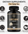 Bioyouth Organic Lions Mane Capsules Dietary Supplement Premium Organic Lions Mane Mushroom Extract | 90 Capsules