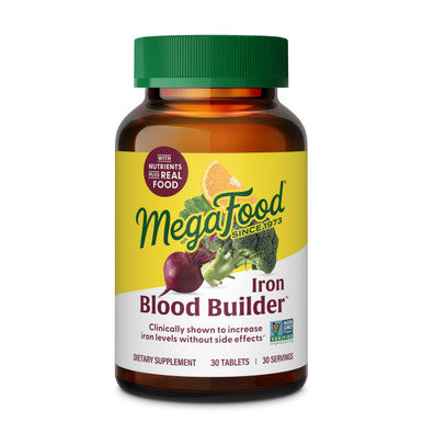MegaFood Blood Builder - Iron Supplement Clinically Shown To Increase Iron Levels Without - Iron Supplement For Women With Vitamin C Vitamin B12 And Folic Acid - Vegan - 30 Tabs