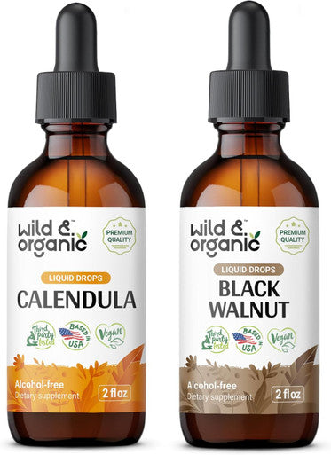 Wild & Organic Calendula Tincture 2 Fl Oz & Black Walnut Tincture 2 Fl Oz