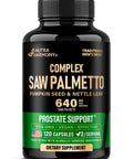 Nutraharmony Saw Palmetto For Men 640Mg - Pumpkin Seed Nettle Zinc & Pygeum - Prostate Health & Urinary Supplement - Dht Blocking & Hair Support - 45 Fatty Acids Clinical Strength - Made In Usa 120 Capsules