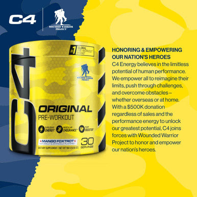 C4 Original Pre Workout Powder Mango Foxtrot Sugar Free Preworkout Energy for Men & Women 150mg Caffeine + Beta Alanine + Creatine - 30 Servings