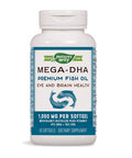 Natures Way Mega-DHA Premium Fish Oil, Eye and Brain Health*, Omega-3, 60 Softgels