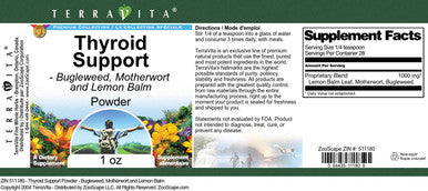 Terravita Thyroid Support Powder - Bugleweed Motherwort And Lemon Balm (1 Oz Zin: 511180)