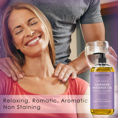MAJESTIC PURE Lavender Massage Oil, Coconut Massage Oil, Rose Massage Oil, and Eucalyptus Mint Massage Oil (8 fl oz Each) Bundle