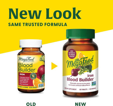 MegaFood Blood Builder - Iron Supplement Clinically Shown To Increase Iron Levels Without - Iron Supplement For Women With Vitamin C Vitamin B12 And Folic Acid - Vegan - 30 Tabs