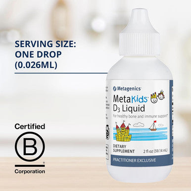 Metagenics MetaKids D3 1000 IU Liquid Vitamin D Supplement to Help Support Bone and Immune Health - 2 fl oz 2275 Servings