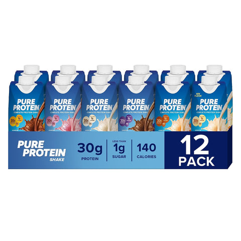 Pure Protein Vanilla Protein Shake, 30g Complete Protein, 12 Ct | Ready to Drink and Keto-Friendly, Vitamins A, C, D, and E plus Zinc to Support Immune Health, 11oz Bottles
