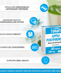 Supersmart Apple Polyphenols 600 mg Per Day Apple Extract Standardized to 80 Polyphenols 5 Phloridzin Natural Supplement for Longevity Anti Aging NonGMO Gluten Free 30 Tablets