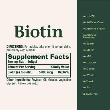 Nature'S Bounty Biotin 5000 Mcg 150 Rapid Release Softgels