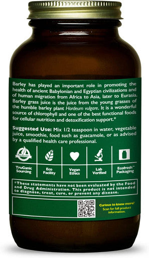 HealthForce SuperFoods Barley Grass Juice - 8 oz Powder - Contains Beta-Carotene, Vitamin K, GABA & Chlorophyll - Organic, Vegan, Gluten Free, Kosher - 160 Servings