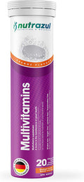 Nutrazul Multivitamin Effervescent Tablets - Orange 20 s | 20 Days Supply | Gluten Free, Sugar Free, Lactose Free & Preservative Free | Supports Immune Function & Boosts Energy