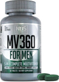 Nds Nutrition Mv360 For Men, 5-In-1 Complete Multivitamin For Men With Essential Mens Vitamins For Energy, Digestion, Toning, Immune Support, And Mens Health & Vitality, 60 Tablets, 30 Servings