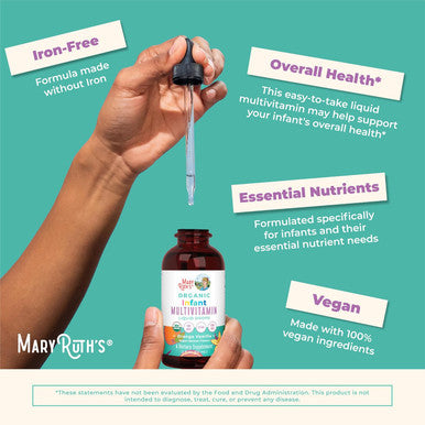 Maryruth Organics Multivitamin & Multimineral for Infants | USDA Organic | Sugar | Liquid Vitamins for Babies 6-12 Months | Immune Support & Overall Wellness | Vegan | Non-GMO | 2 Fl Oz