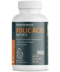 Bronson Folic Acid 800 Mcg Supports Prenatal Development, 1 Year Supply, Non-Gmo, 360 Tablets