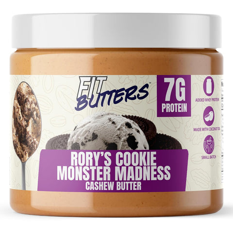 Fit Butters Birthday Cake Cashew Almond Butter Spread - Added Protein and Coconut Oil, Low Carb, Low Sugar, Gluten Free, Complete Protein Dessert Flavored Nut Butter