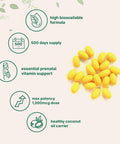 Micro Ingredients Folic Acid 1000 mcg 500 Coconut Oil Softgels (1mg) | Essential Prenatal Vitamins (Vitamin B9) | 1667 mcg DFE | Third Party Tested No Artificial Colors or Flavors | Non-GMO Gluten