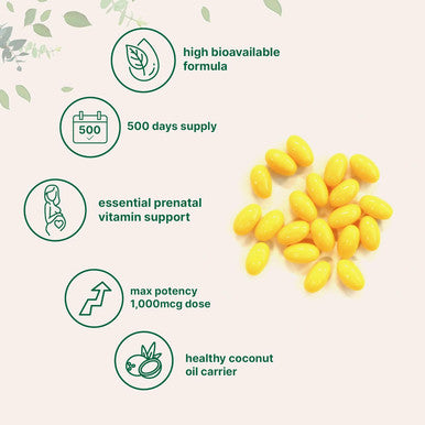 Micro Ingredients Folic Acid 1000 mcg 500 Coconut Oil Softgels (1mg) | Essential Prenatal Vitamins (Vitamin B9) | 1667 mcg DFE | Third Party Tested No Artificial Colors or Flavors | Non-GMO Gluten
