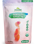 Zazzee USDA Organic Fertility Support Tea, 60 Servings, Balanced Blend of 8 Potent Herbs, Pleasant Mint Taste, 3 Ounces, All-Natural Fertility Support for Women, Non-GMO