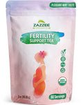Zazzee USDA Organic Fertility Support Tea, 60 Servings, Balanced Blend of 8 Potent Herbs, Pleasant Mint Taste, 3 Ounces, All-Natural Fertility Support for Women, Non-GMO