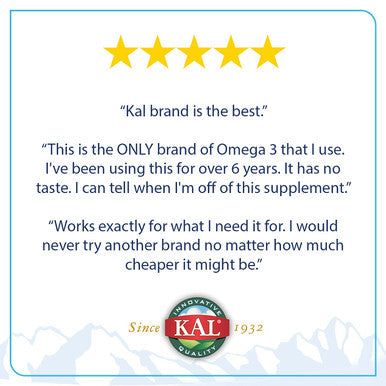KAL Omega 3 | Omega-3 Fish Oil for Healthy Heart, Joint & Brain Support | 180mg EPA, 120mg DHA (120 CT, 120 Serv)