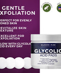 MAJESTIC PURE Glycolic Acid Pads for Face & Body - 20% Resurfacing Exfoliating Pads with Vitamin C,E,B5,AloeJuice, GreenTea & Rosemary Oil - For Skin Tone, Acne, Fine Lines & Dark Spots - Peel Pads 60